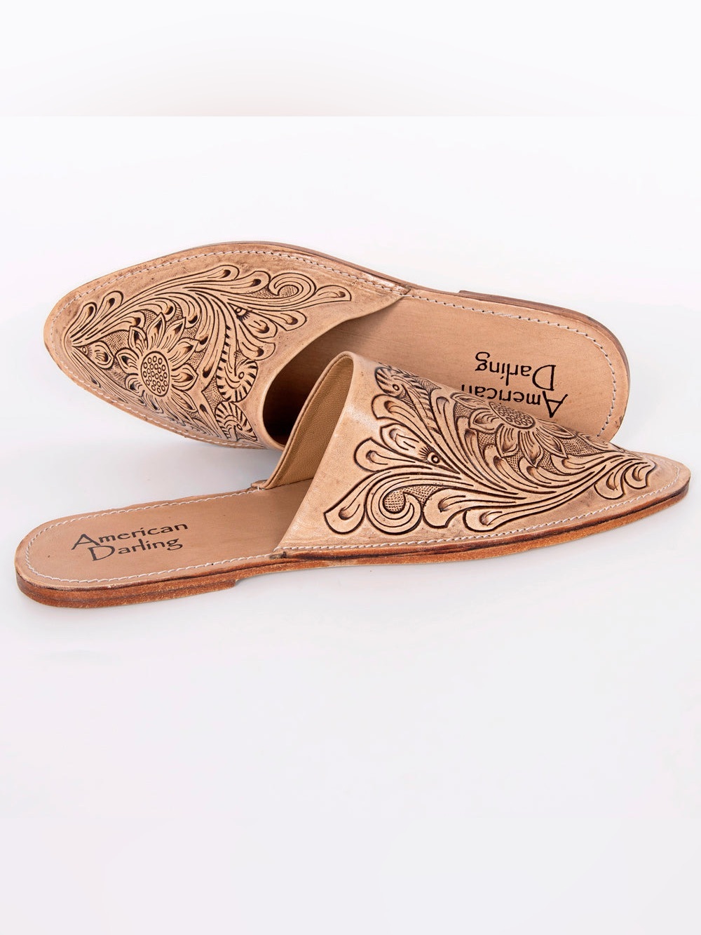 American Darling Floral-Engraved Leather Mules - Picture 5 of 7